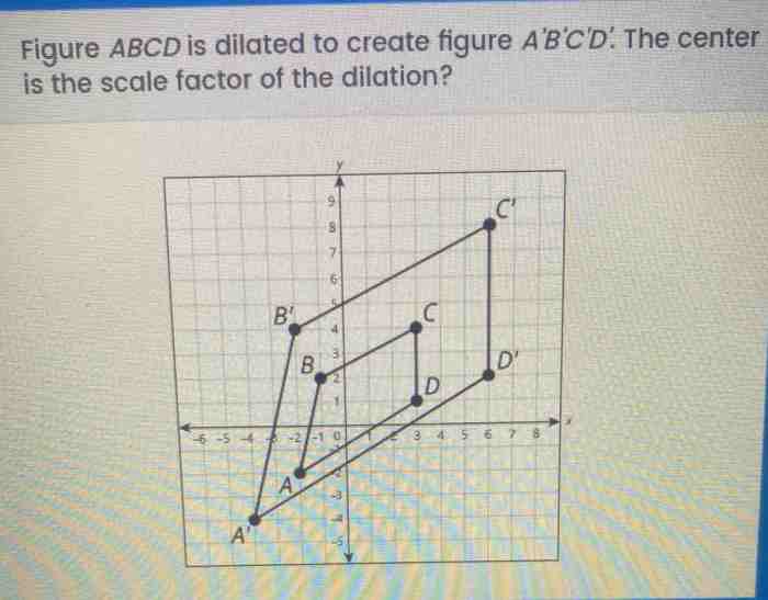 Figure abcd is dilated to create figure a'b'c'd'